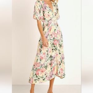 FAITHFULL THE BRAND FLORAL MIDI DRESS SIZE XL